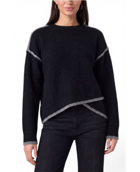 Женский свитер Liverpool Los Angeles Crewneck Tulip-Hem, цвет: Чёрный / Серый