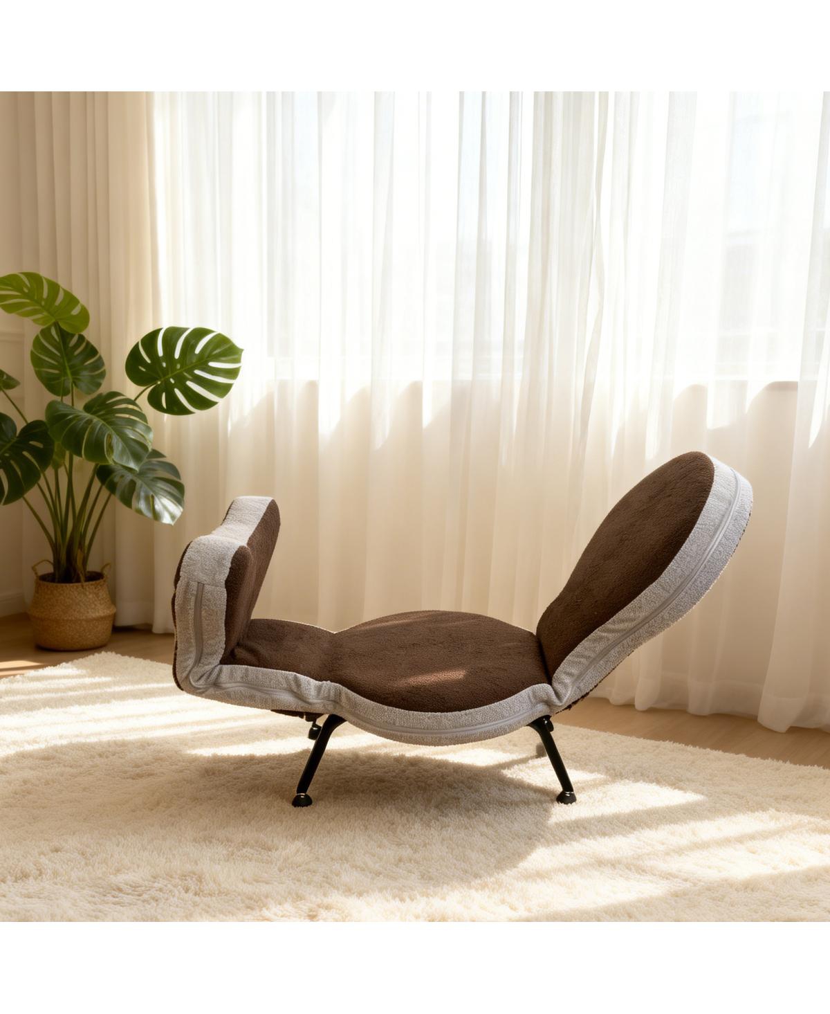 Streamdale Foldable Ergonomic Teddy Velvet Lazy Sofa Chair