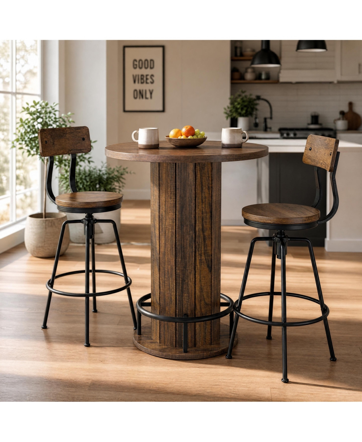 gaomon Round Bar Table, for Dining Coffee Cocktail Living Room, Small Space