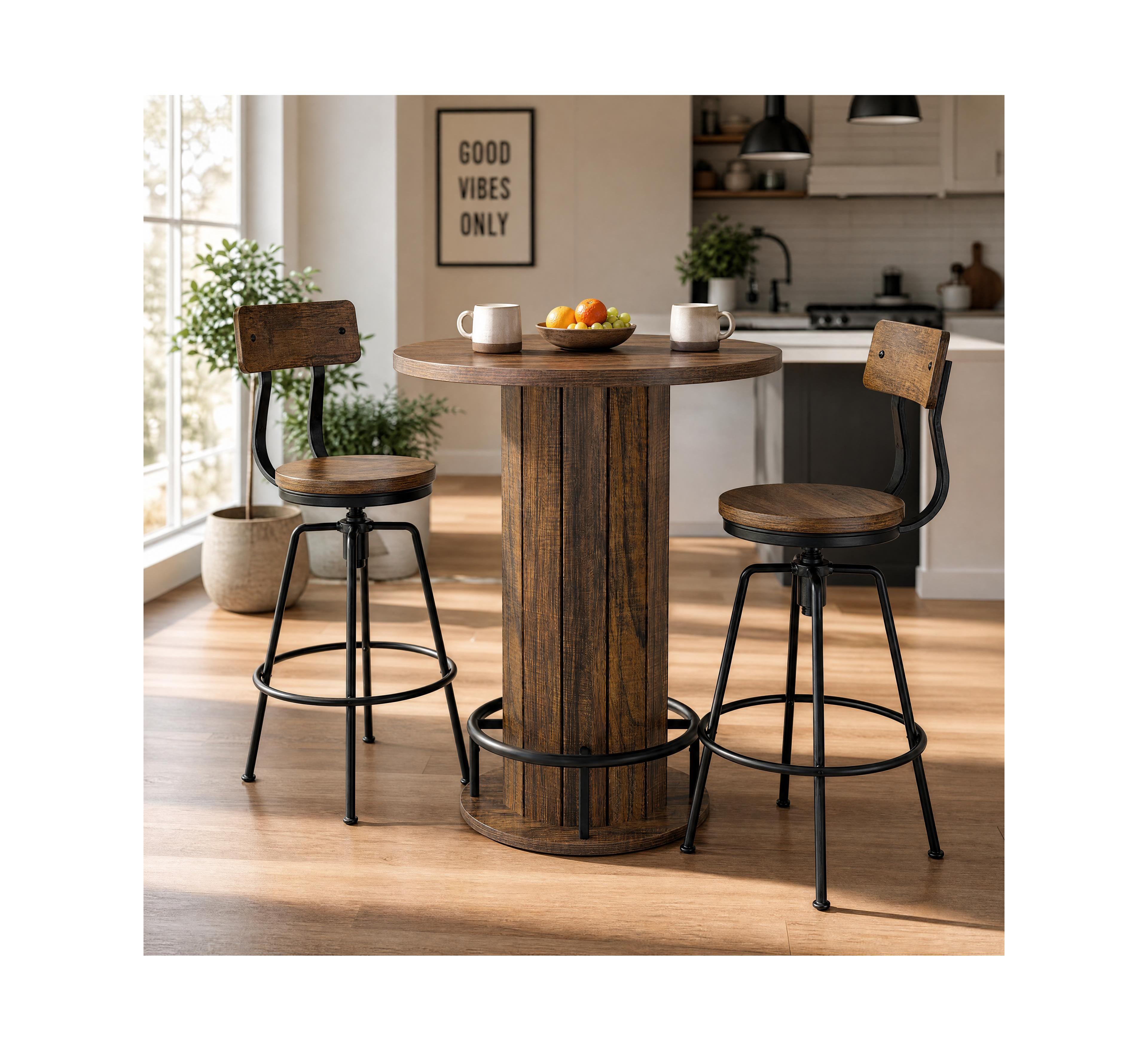 gaomon Round Bar Table, for Dining Coffee Cocktail Living Room, Small Space