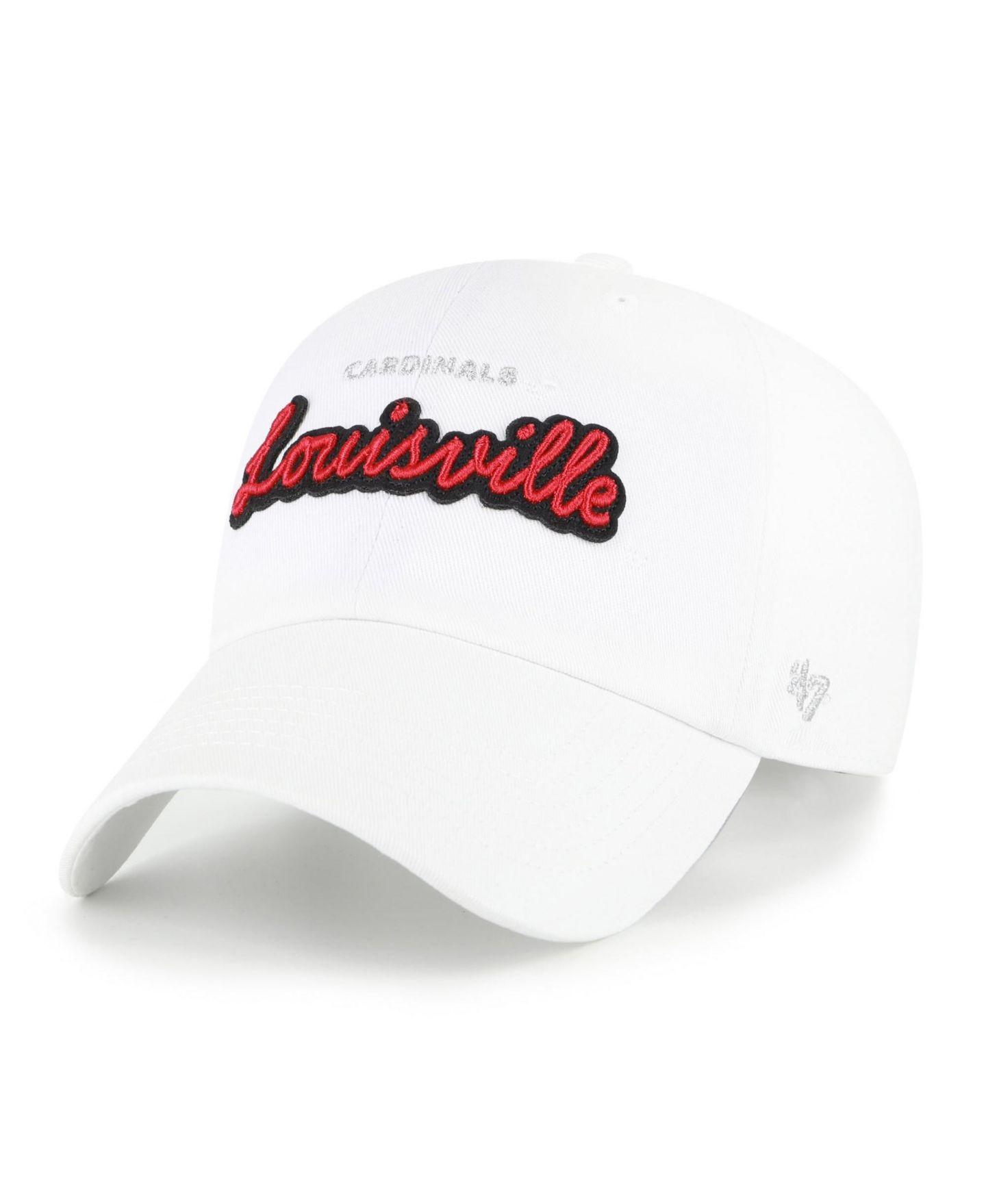 Женская кепка '47 Brand White Louisville Cardinals Trendy Script Clean Up Adjustable Hat — фото 1