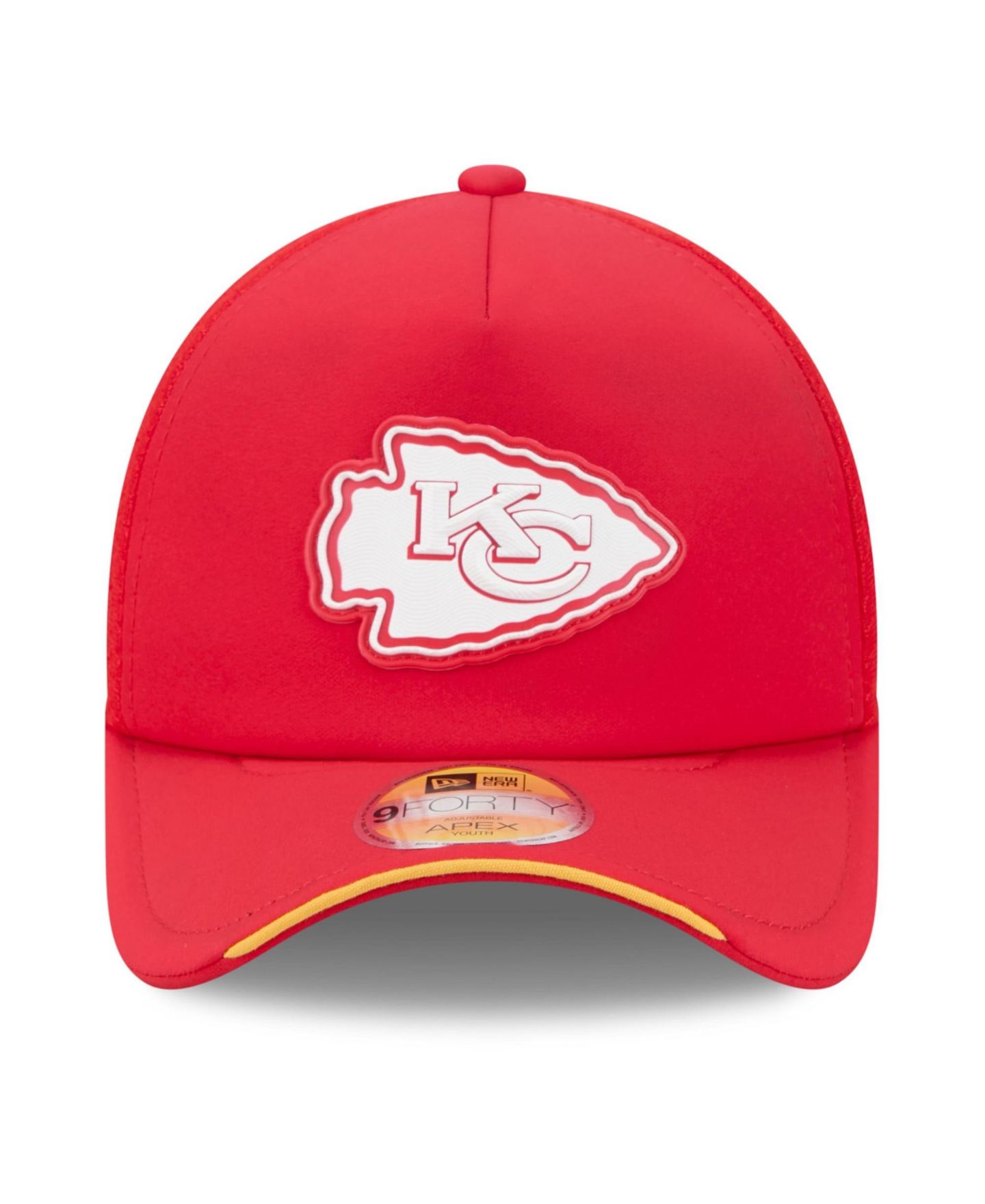 Детская кепка New Era Red Kansas City Chiefs 2026 Sideline Apex 9FORTY Adjustable Trucker Hat — фото 5