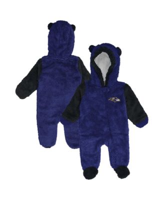 Baby Boys and Girls  Purple Baltimore Ravens Teddy Fleece Bunting Full-Zip Sleeper
