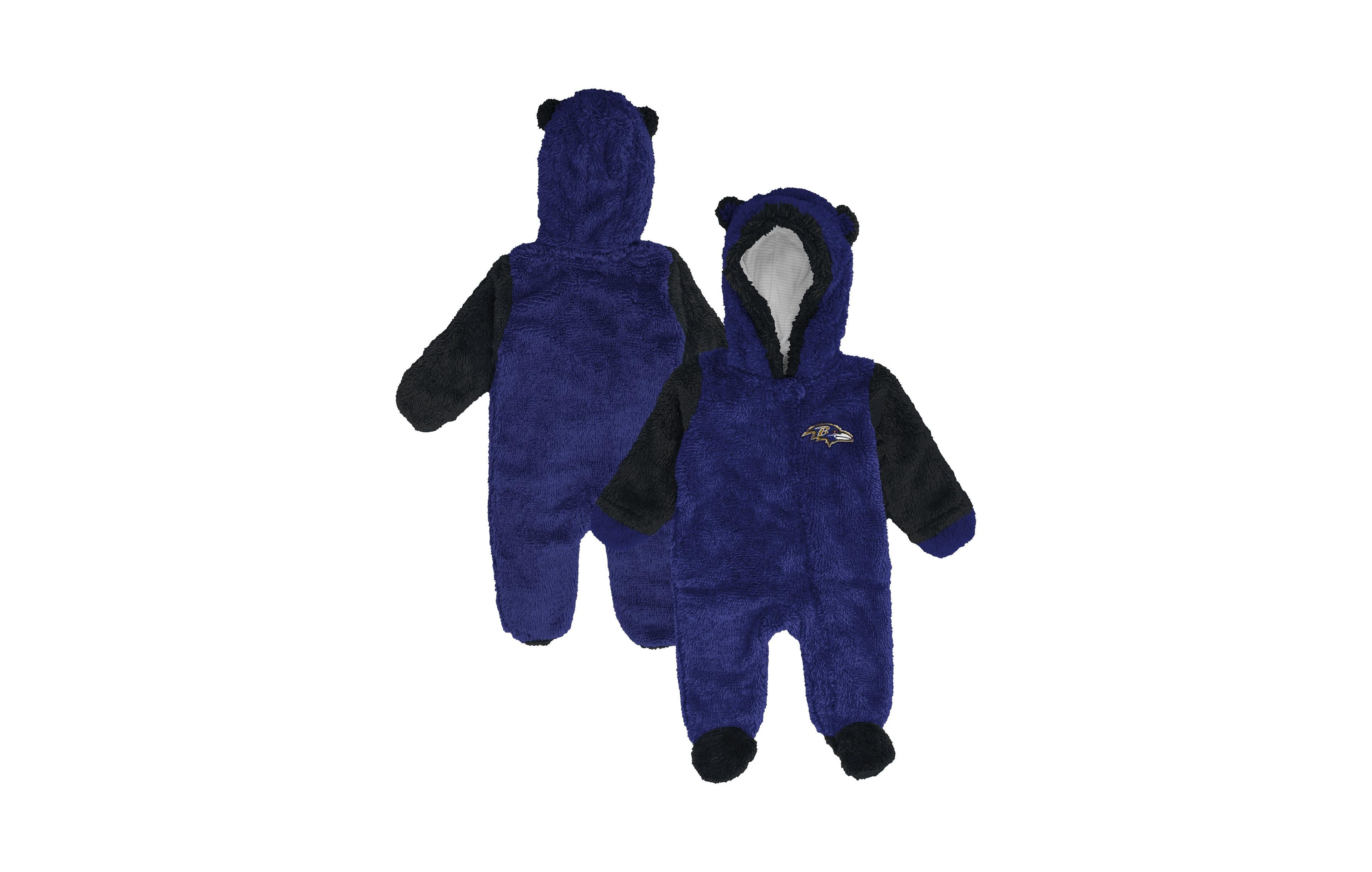 Outerstuff Baby Boys and Girls Purple Baltimore Ravens Teddy Fleece Bunting Full-Zip Sleeper