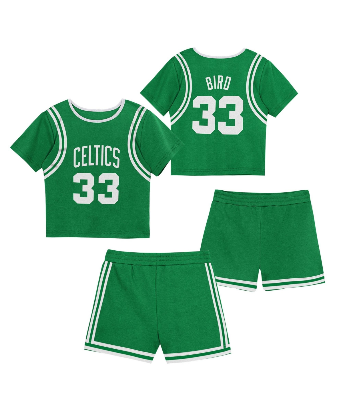 Mitchell & Ness Preschool Larry Bird Kelly Green Boston Celtics Play by Place Two-Pack T-Shirt Shorts Set