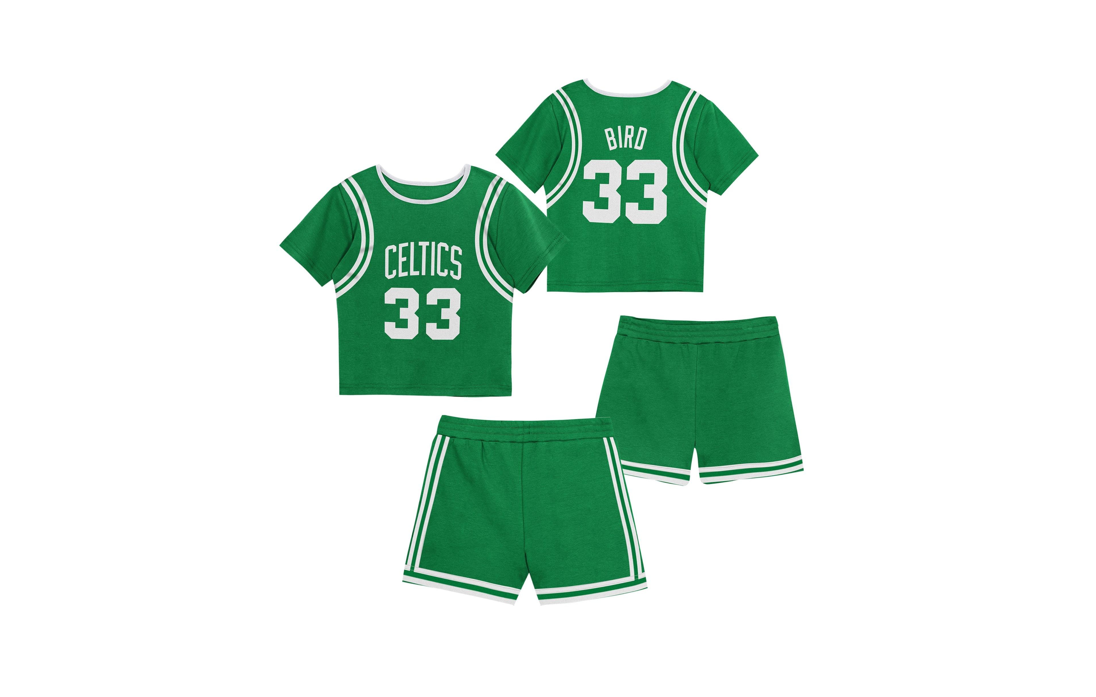 Mitchell & Ness Preschool Larry Bird Kelly Green Boston Celtics Play by Place Two-Pack T-Shirt Shorts Set