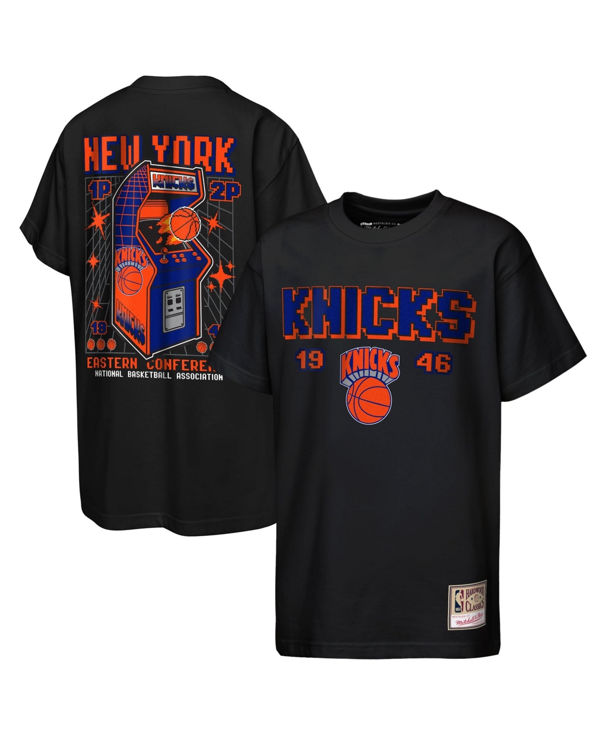 Mitchell & Ness Big Boys and Girls Black New York Knicks Arcade T-Shirt