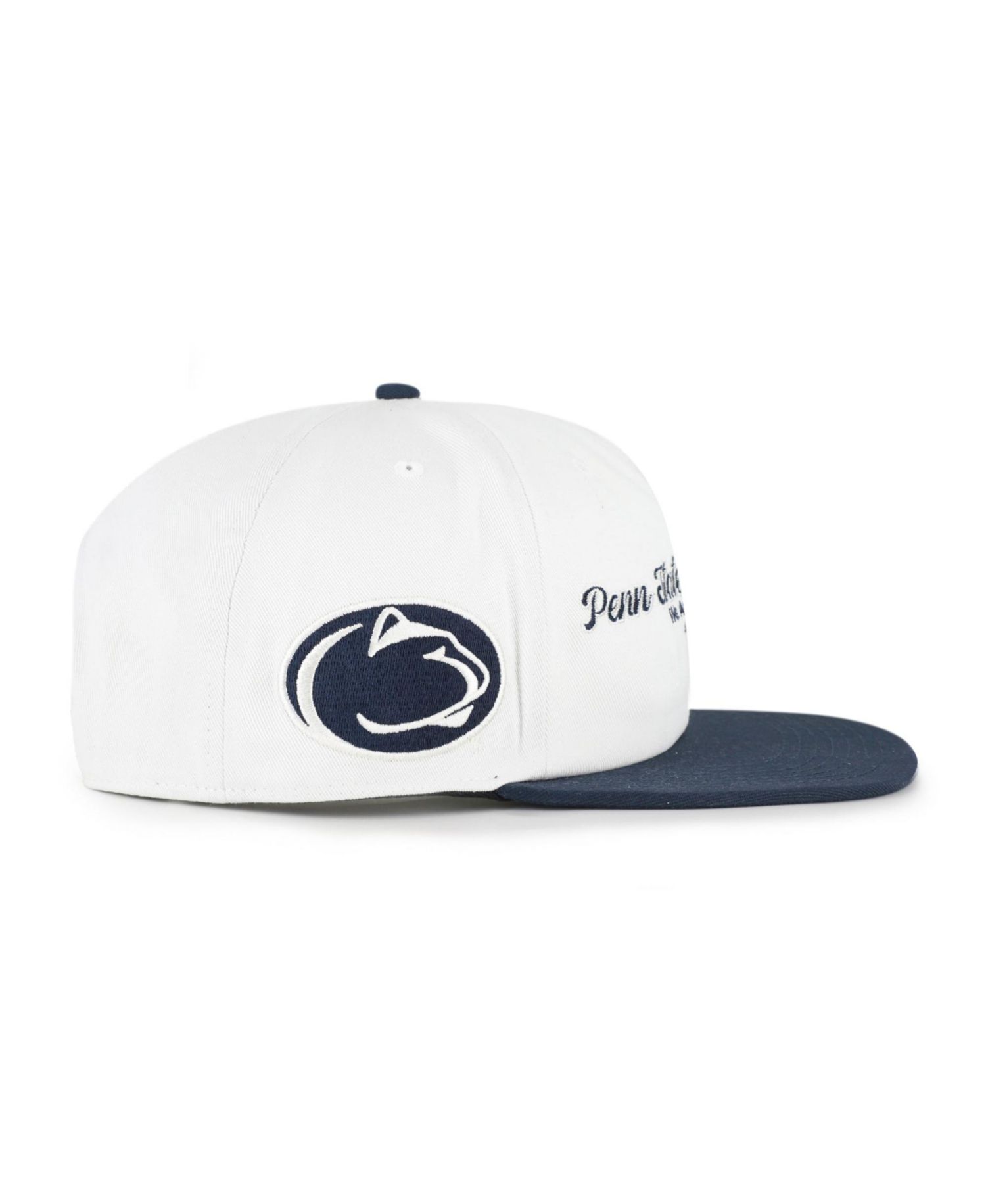 Men's '47 White/Navy Penn State Nittany Lions Script Stack Relaxed Captain Adjustable Hat