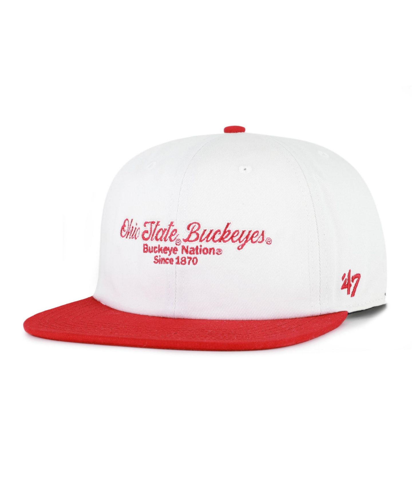 Мужская кепка '47 Brand White/Scarlet Ohio State Buckeyes Script Stack Relaxed Captain Adjustable Hat — фото 2