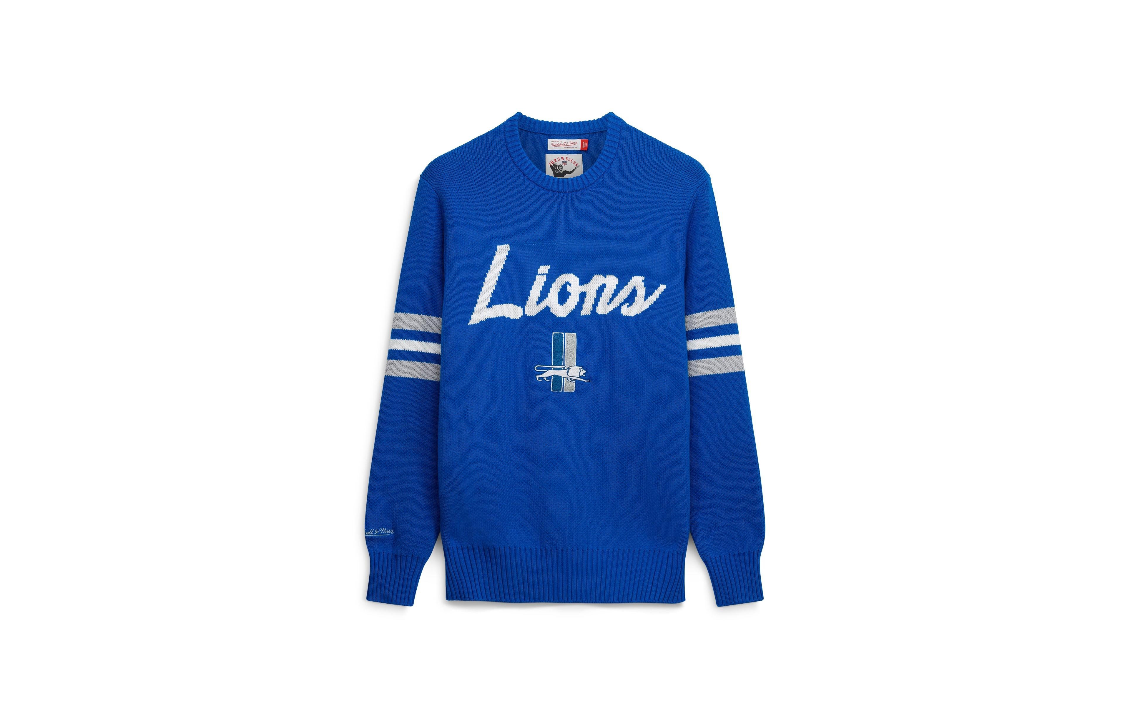 Mitchell & Ness Men's Blue Detroit Lions Head Coach Sweater
