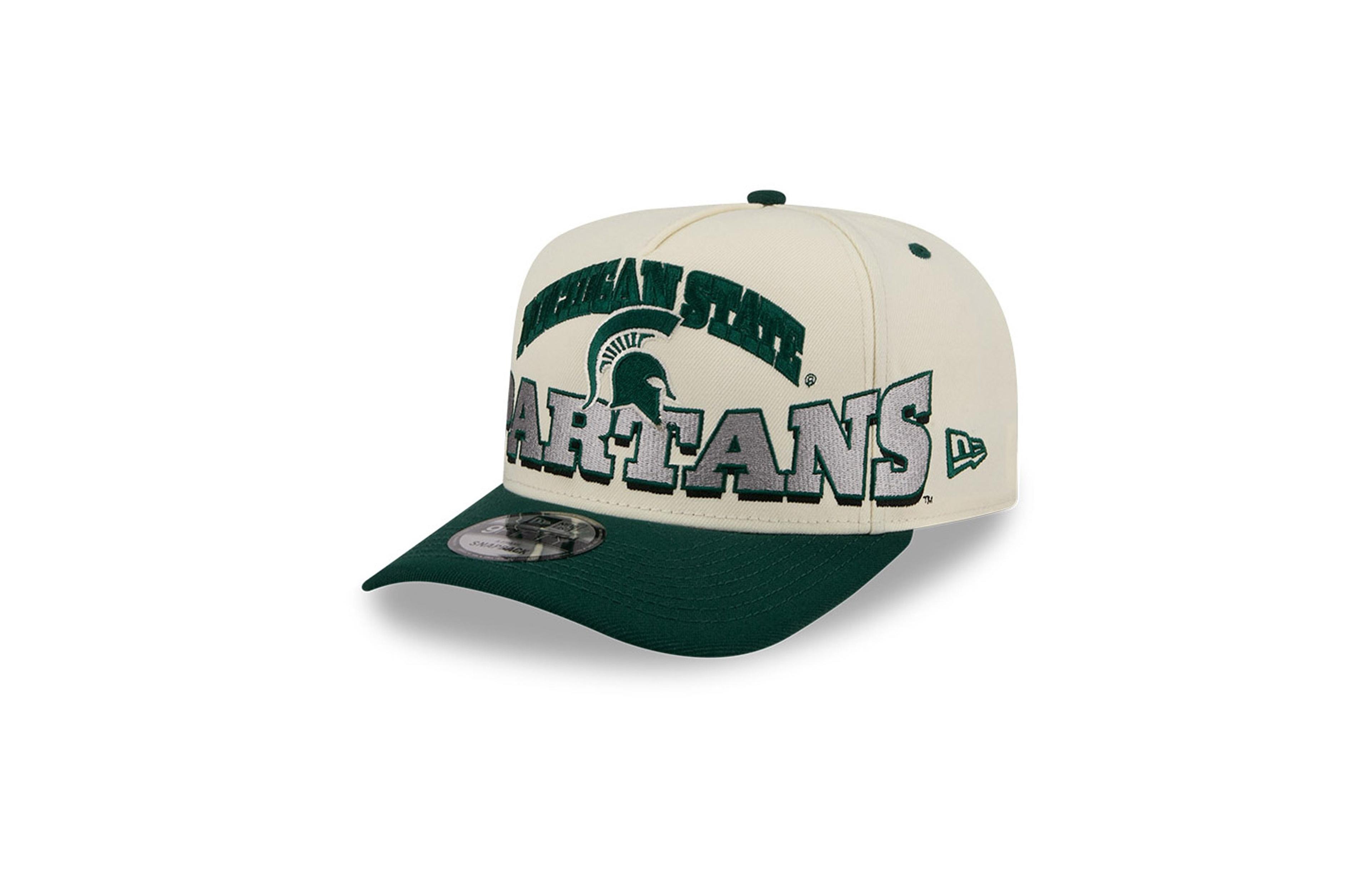 New Era Men's Cream/Green Michigan State Spartans March Madness Historic Collection 9FIFTY A-Frame Snapback Hat