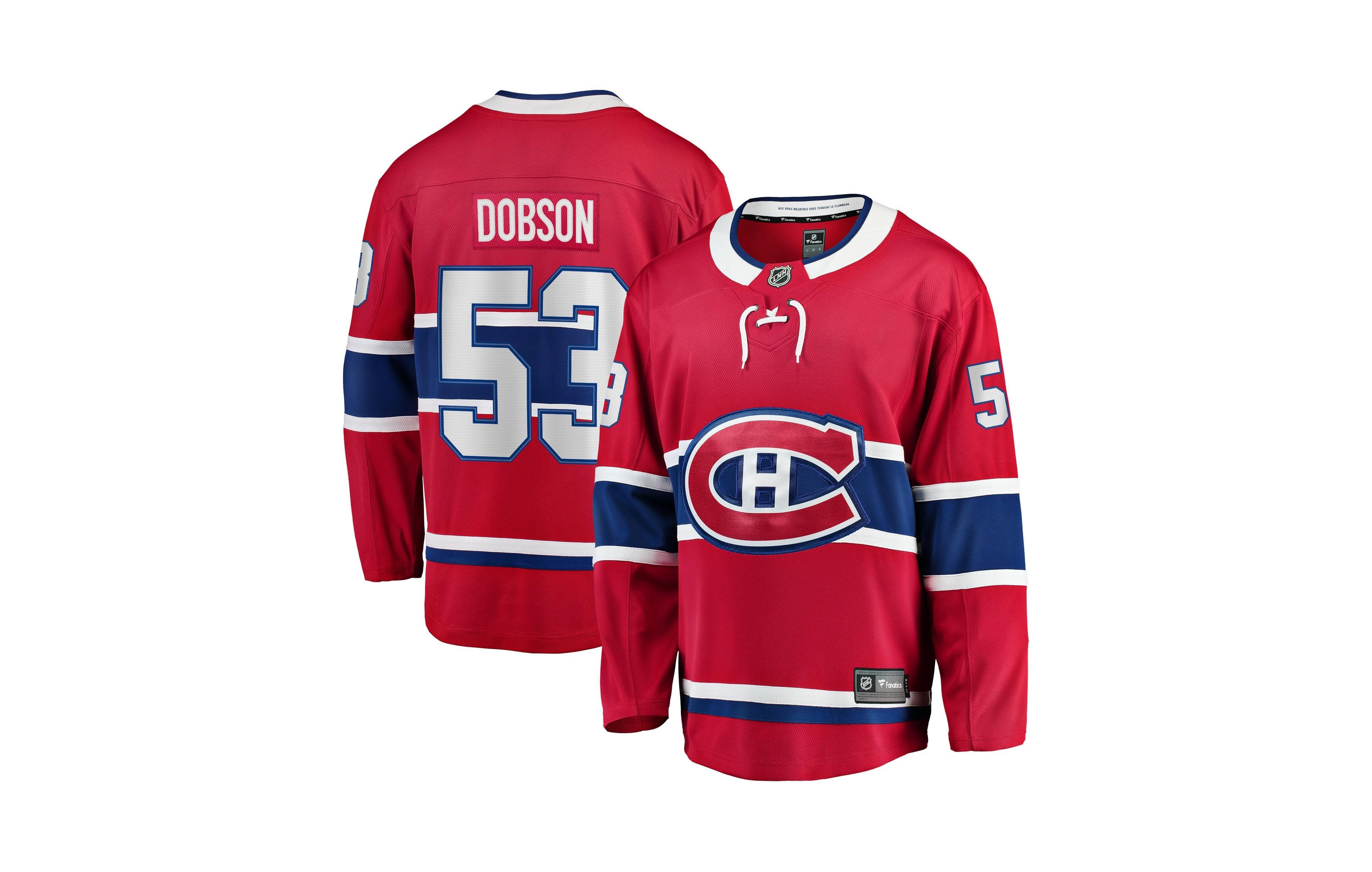 Fanatics Men's Noah Dobson Red Montreal Canadiens Home Breakaway Jersey