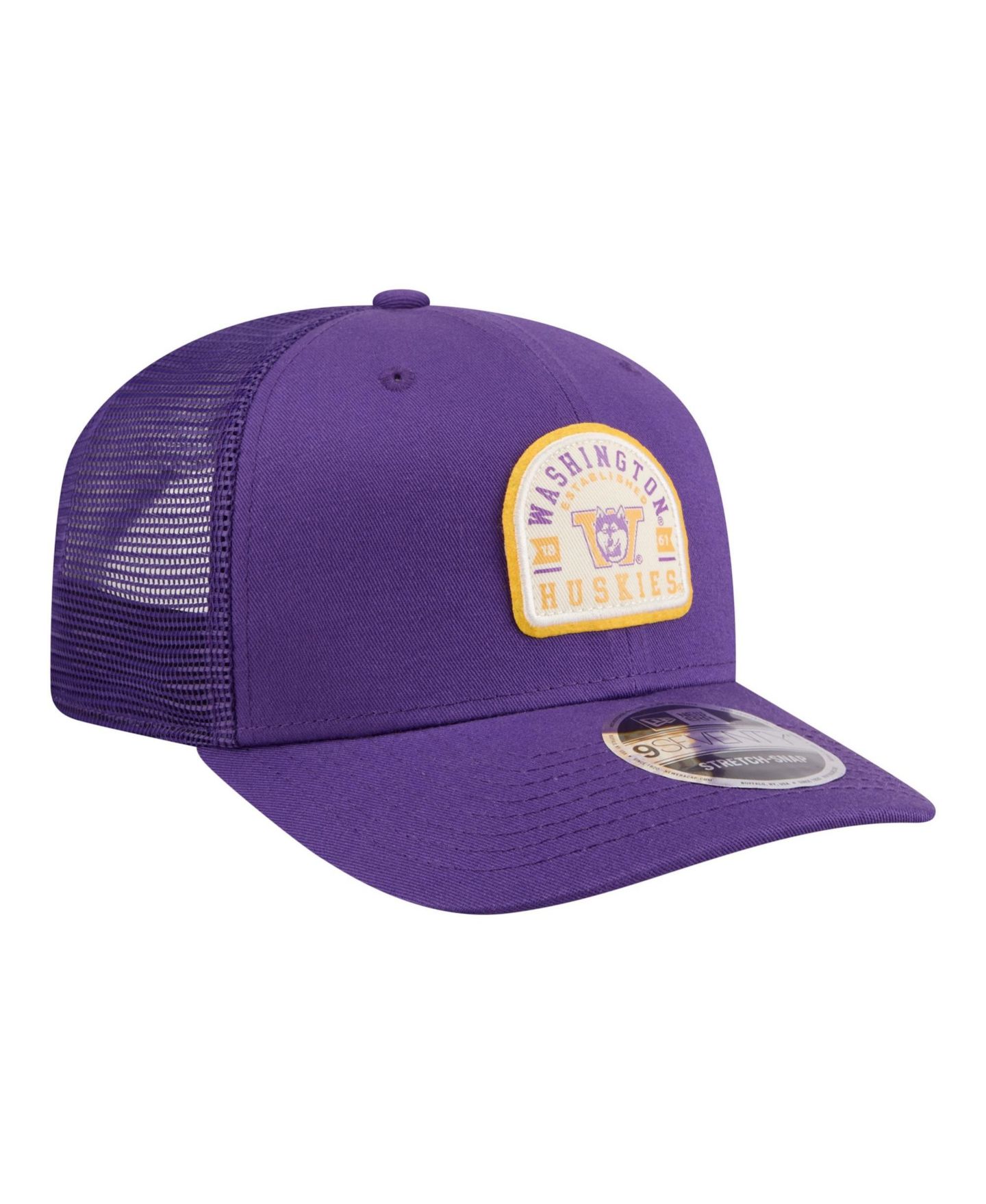 Мужская кепка New Era Purple Washington Huskies Patched 9SEVENTY Trucker Adjustable Hat — фото 4