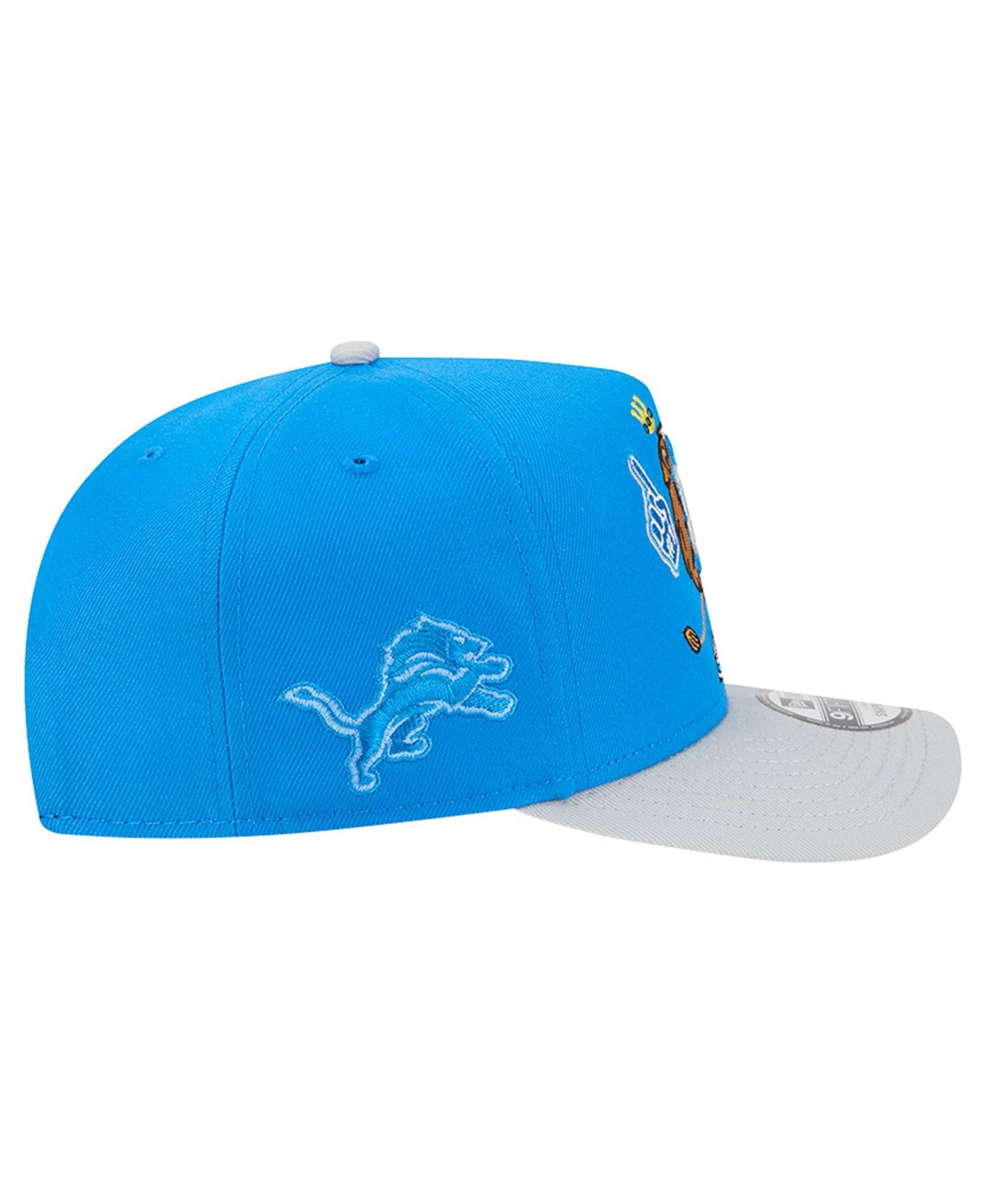 Men's Blue/Silver Detroit Lions Cartoon A-Frame 9FIFTY Snapback