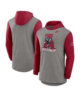 Men's Heather Gray/Crimson Alabama Crimson Tide Campus Legacy Tri-Blend Long Sleeve Hooded T-Shirt