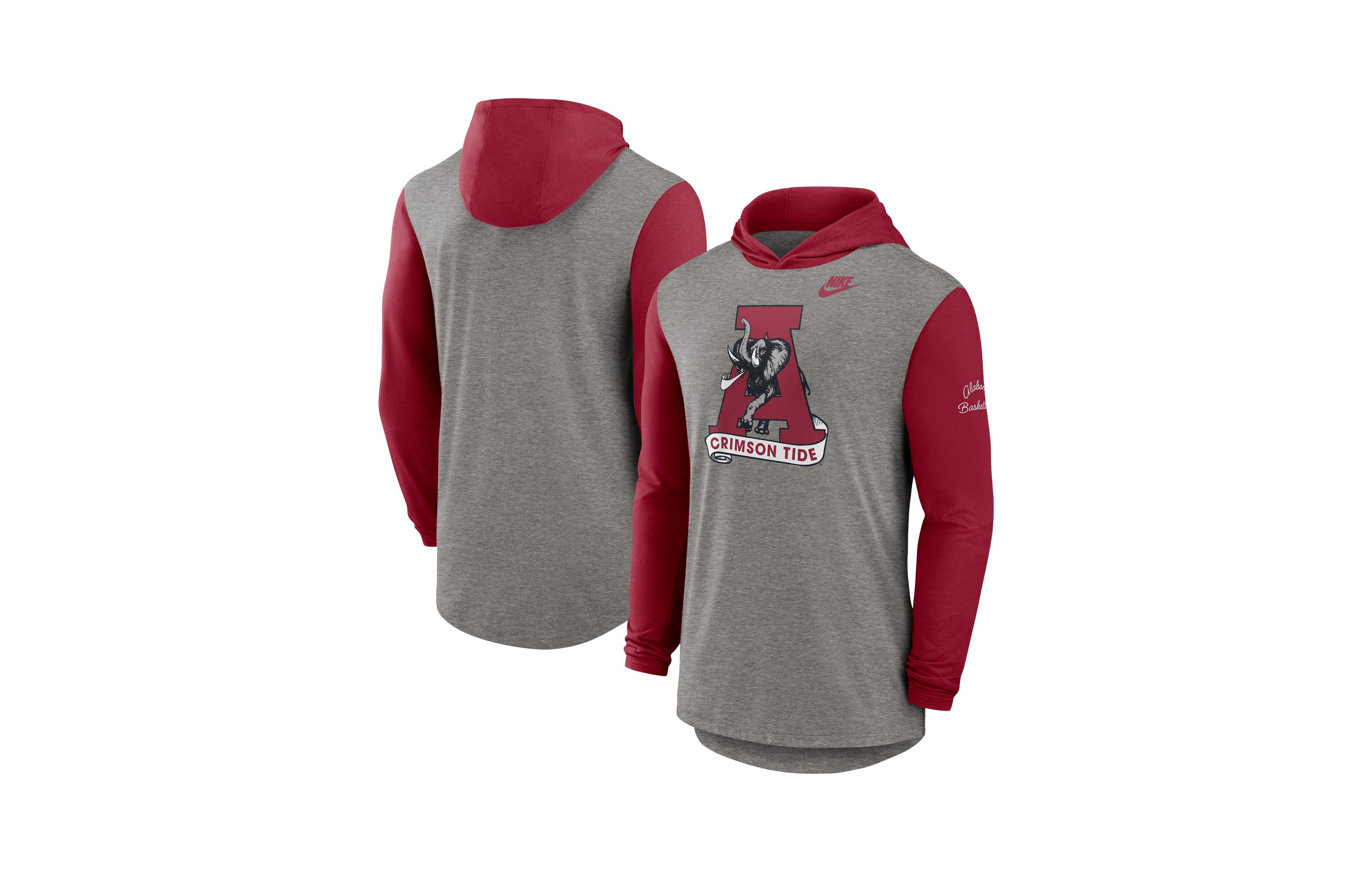 Nike Men's Heather Gray/Crimson Alabama Crimson Tide Campus Legacy Tri-Blend Long Sleeve Hooded T-Shirt