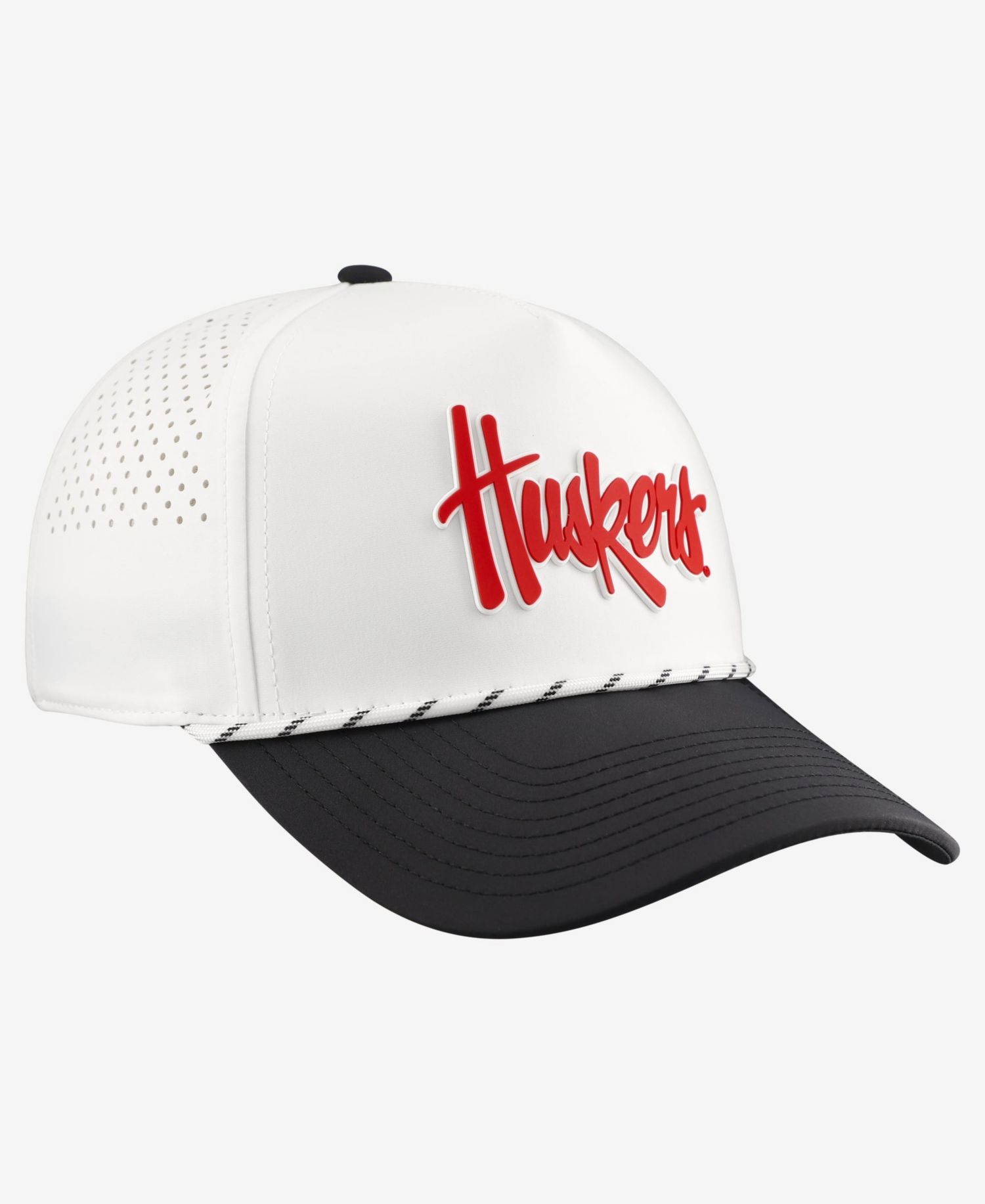 Men's White/Black Nebraska Huskers Classic Adjustable Rope Hat