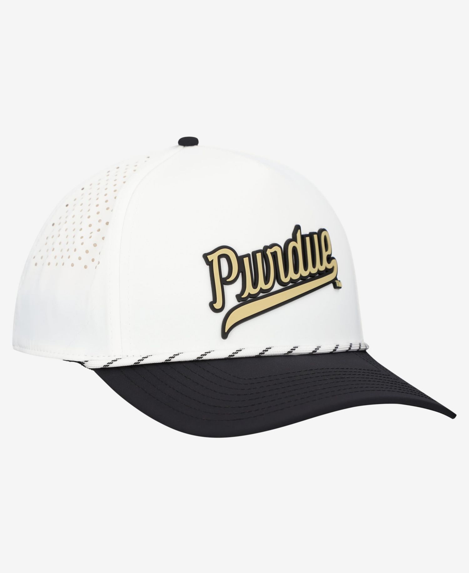 Men's White/Black Purdue Boilermakers Classic Adjustable Rope Hat