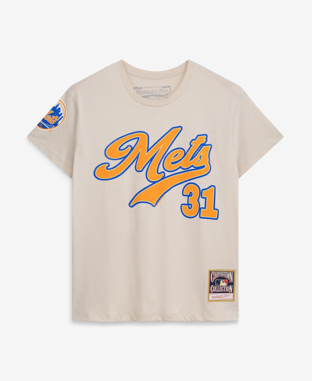 Mitchell & Ness Women's Mitchell Ness Mike Piazza Cream New York Mets Cooperstown Name & Number Throwback T-shirt In Neutral