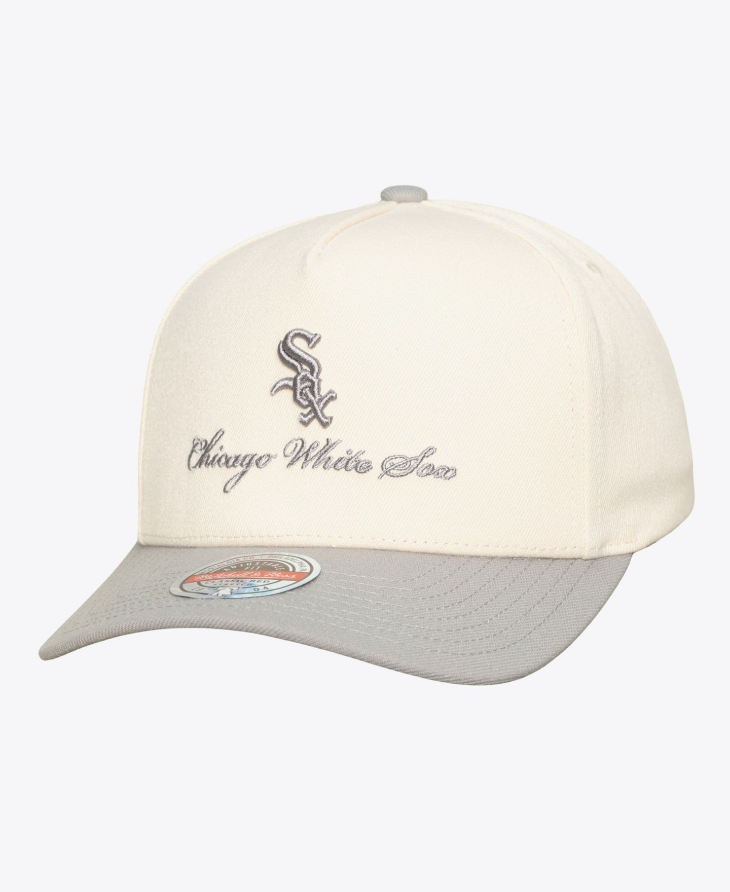 Мужская кепка Mitchell & Ness Cream/Gray Chicago White Sox Flawless Stretch-Snapback Hat — фото 1