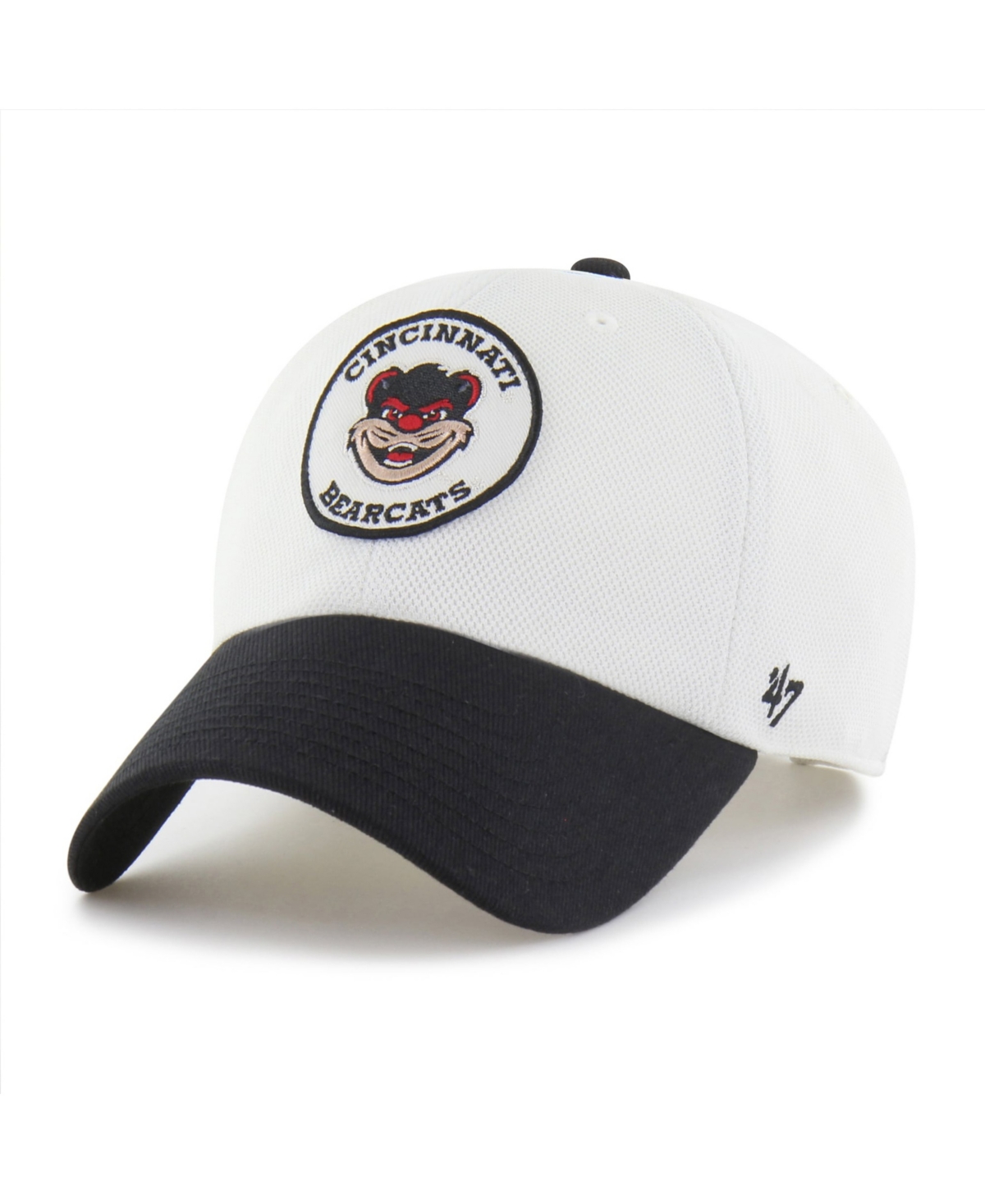 '47 Brand Men's and Women's White/Black Cincinnati Bearcats Pique Patch Clean Up Adjustable Hat
