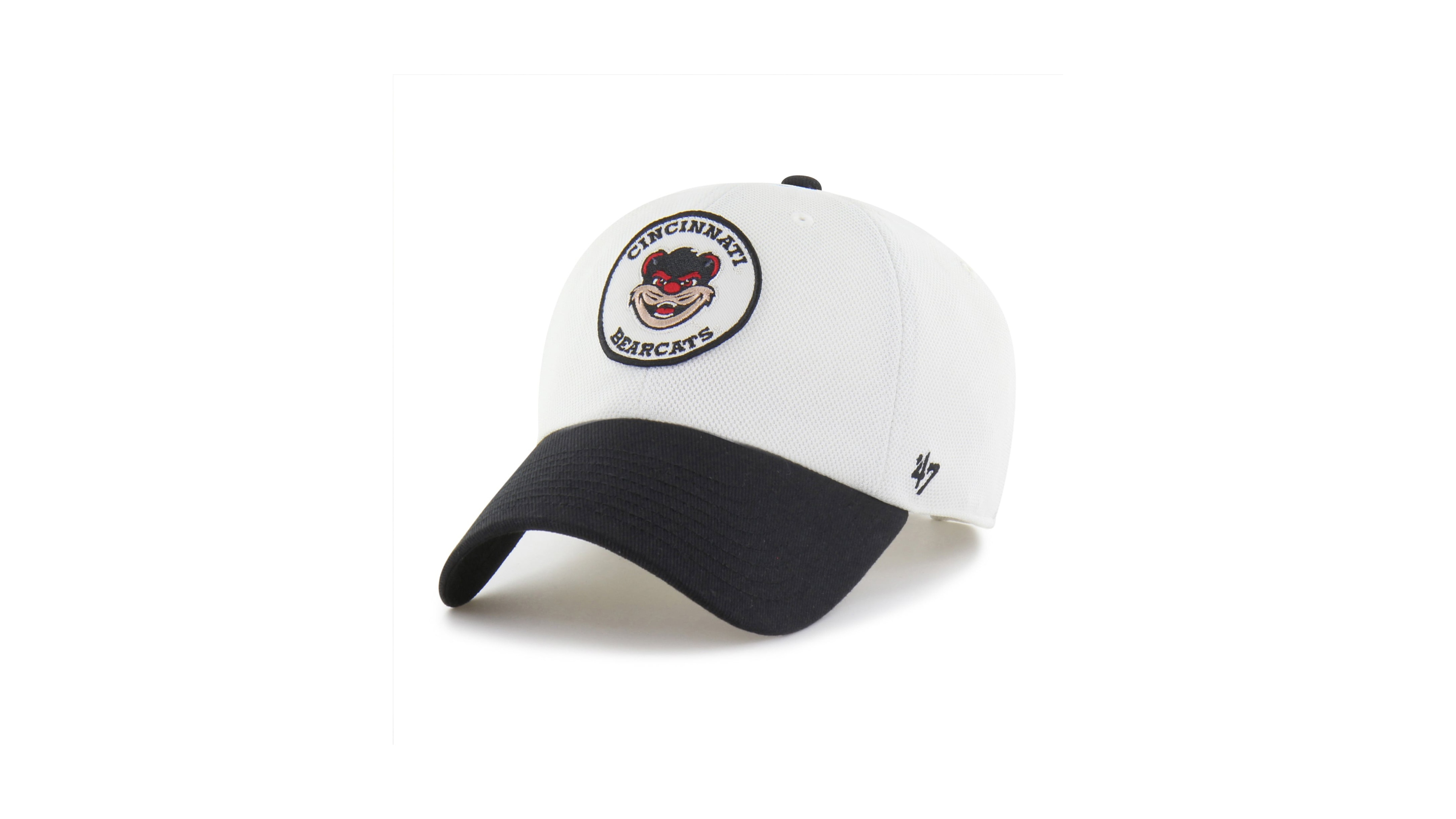 '47 Brand Men's and Women's White/Black Cincinnati Bearcats Pique Patch Clean Up Adjustable Hat