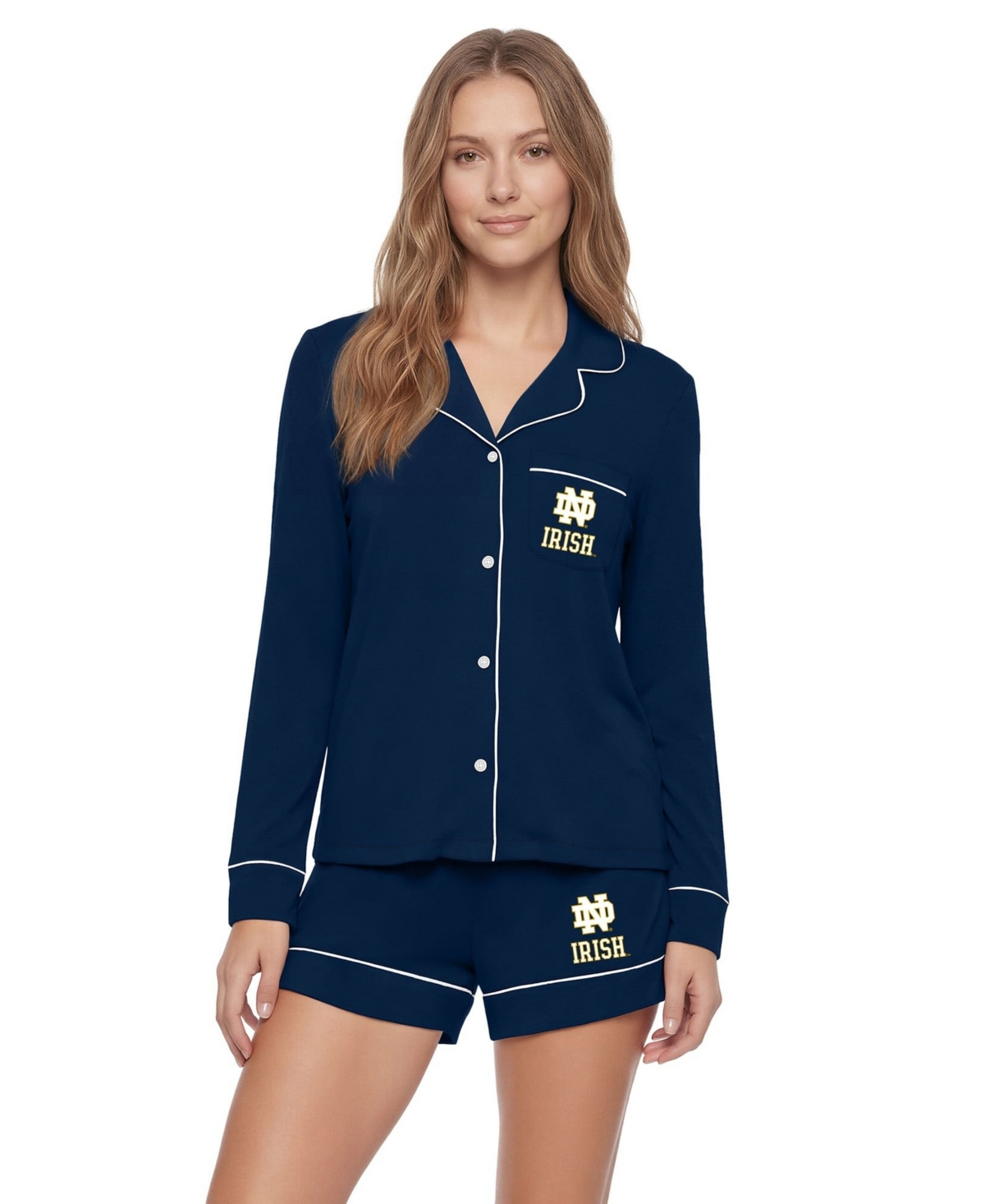Profile Women's Navy Notre Dame Fighting Irish Plus Size Concepts Pajama Set In Blue