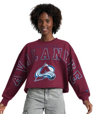 Women's Maroon Colorado Avalanche Bleachers Cropped Drop Shoulder Sweatshirt