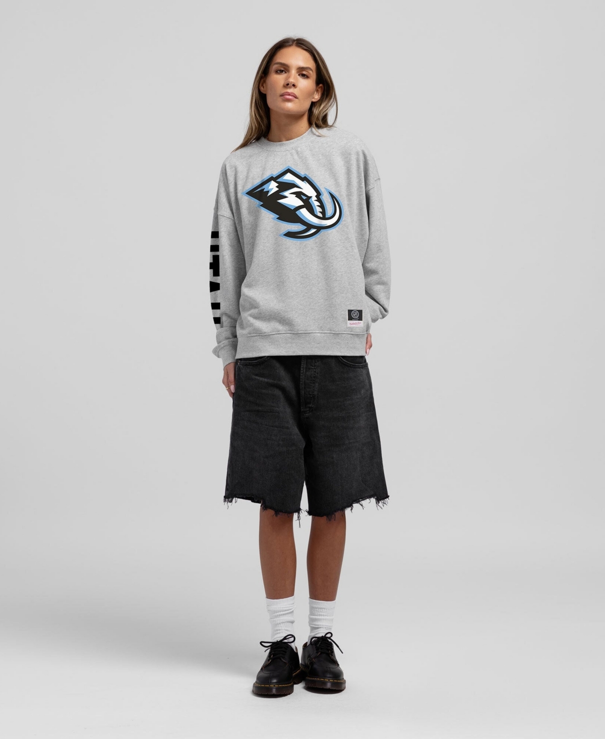 Mitchell & Ness Women's Heather Gray Utah Mammoth Core 3-hit Oversized Sweatshirt