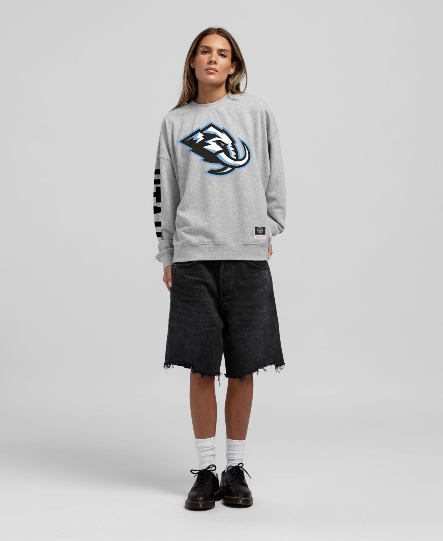 Women's Heather Gray Utah Mammoth Core 3-Hit Oversized Sweatshirt