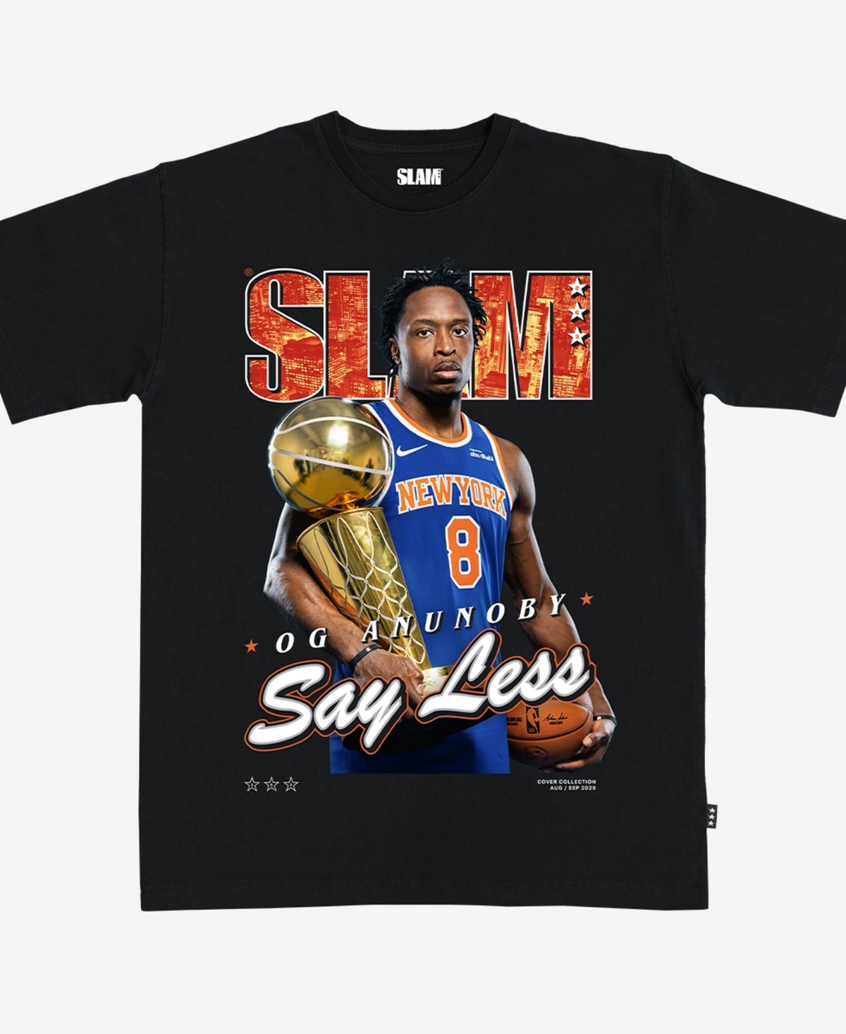Slam Men's and Women's Og Anunoby Black New York Knicks 2026 Nba Finals Champions Cover T-Shirt
