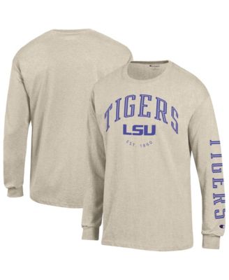 Men's Heather Oatmeal LSU Tigers Neutral Arch Long-Sleeve T-Shirt