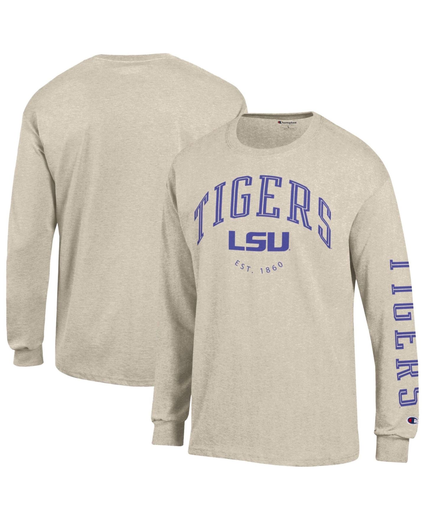 Мужская футболка Champion Heather Oatmeal LSU Tigers Neutral Arch Long-Sleeve — фото 1