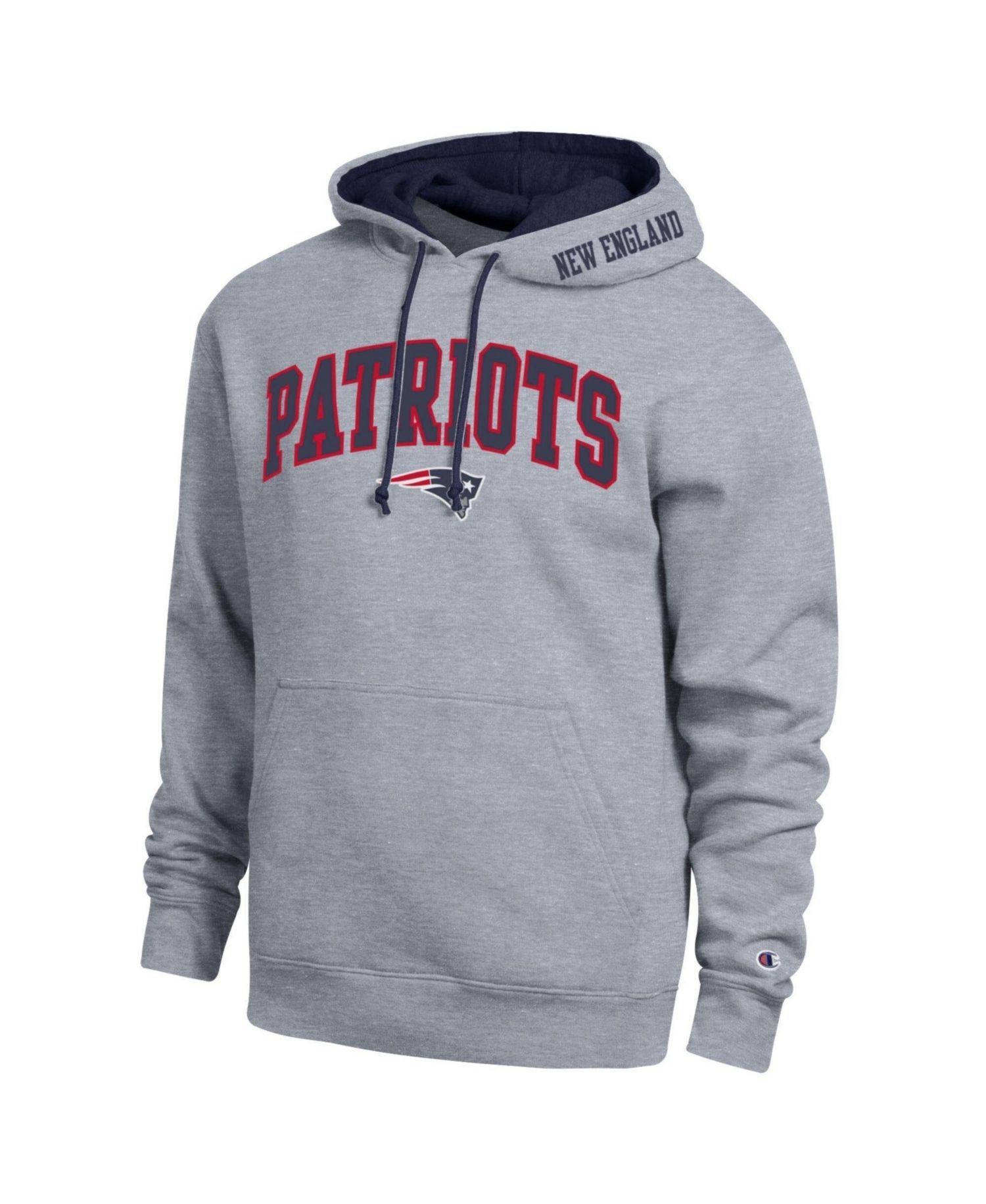 Men's Heather Gray/Navy New England Patriots Contrast Hoodie