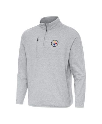 Men's Heather Gray Pittsburgh Steelers Certain Tri-Blend Quarter-Zip Top