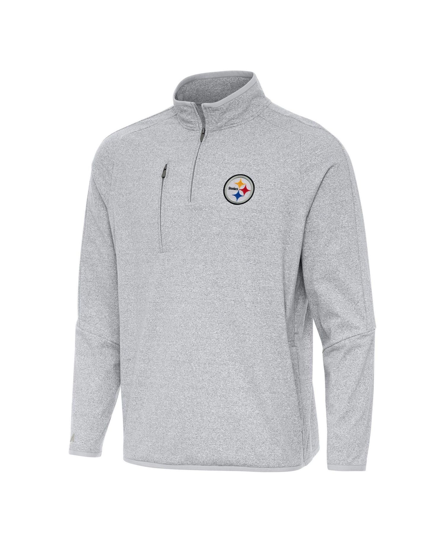 Men's Heather Gray Pittsburgh Steelers Certain Tri-Blend Quarter-Zip Top