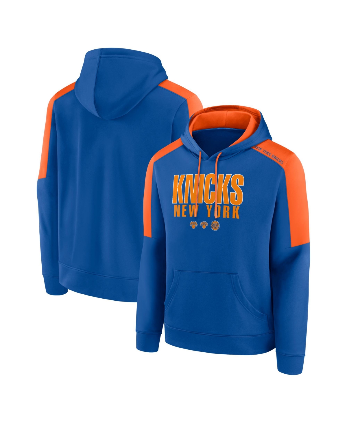 Fanatics Men's Blue New York Knicks Three Logo Hoodie - Blue, Orange