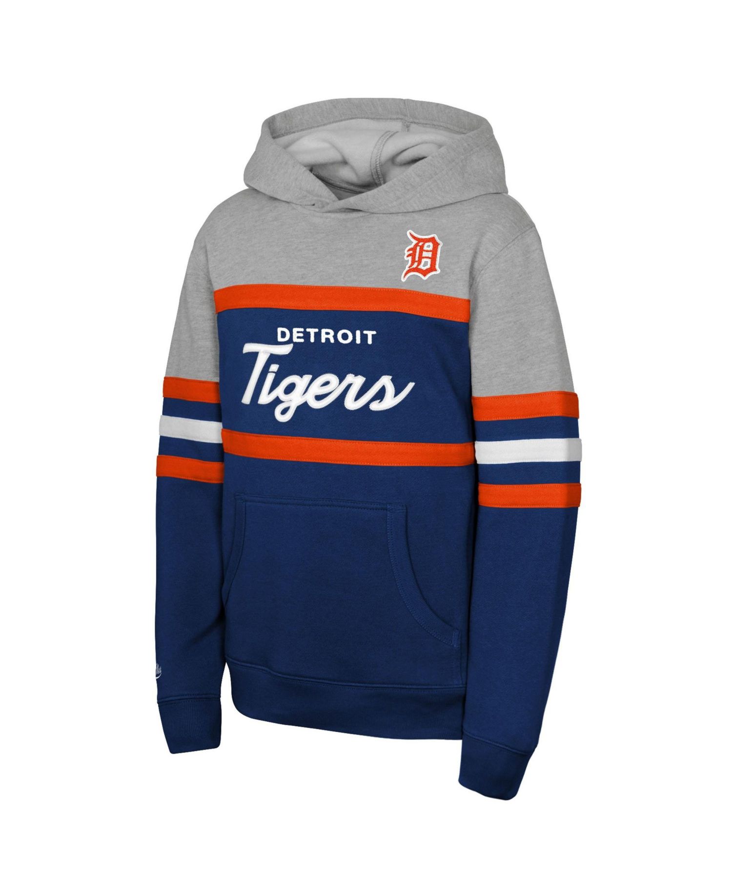 Big Boys and Girls Navy/Grey Detroit Tigers Cooperstown Head Coach Pullover Hoodie