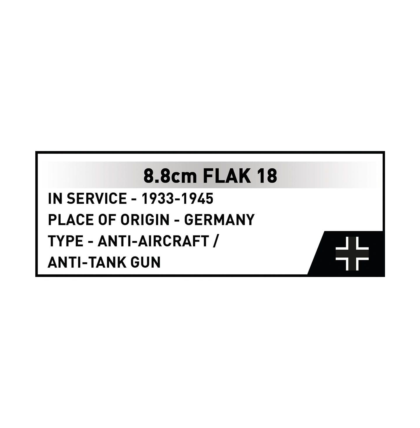 Детский конструктор COBI Historical Collection Wwii 8.8 cm Flak 18 (DAK) Cannon 232-Piece Building Set, Ages 9+ — фото 8