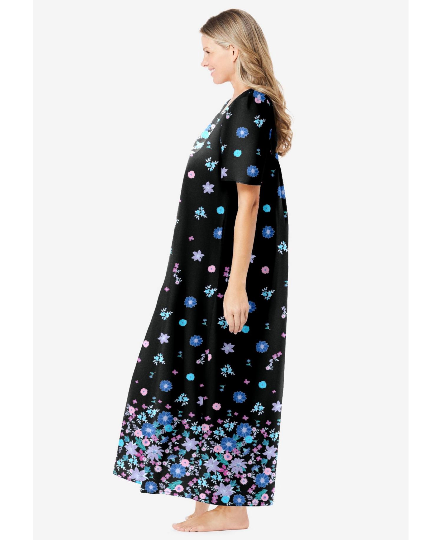 Women's Only Necessities Bib-Front Short Sleeve Maxi Lounger
