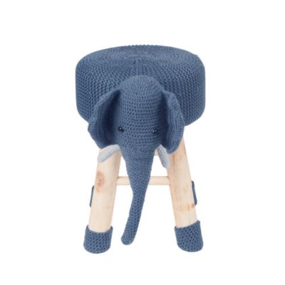 Elephant Ottoman Stool Cute Animal Foot Stool Kids Seat with Solid Wood Legs