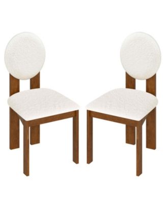 Sherpa Upholstered Dining Chairs Set of 2 with Rubber Wood Legs