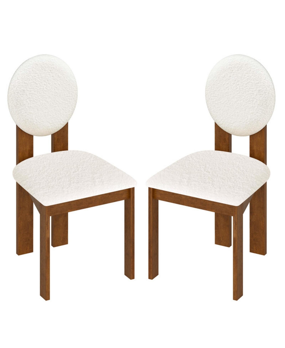 Gouun Sherpa Upholstered Dining Chairs Set of 2 with Rubber Wood Legs