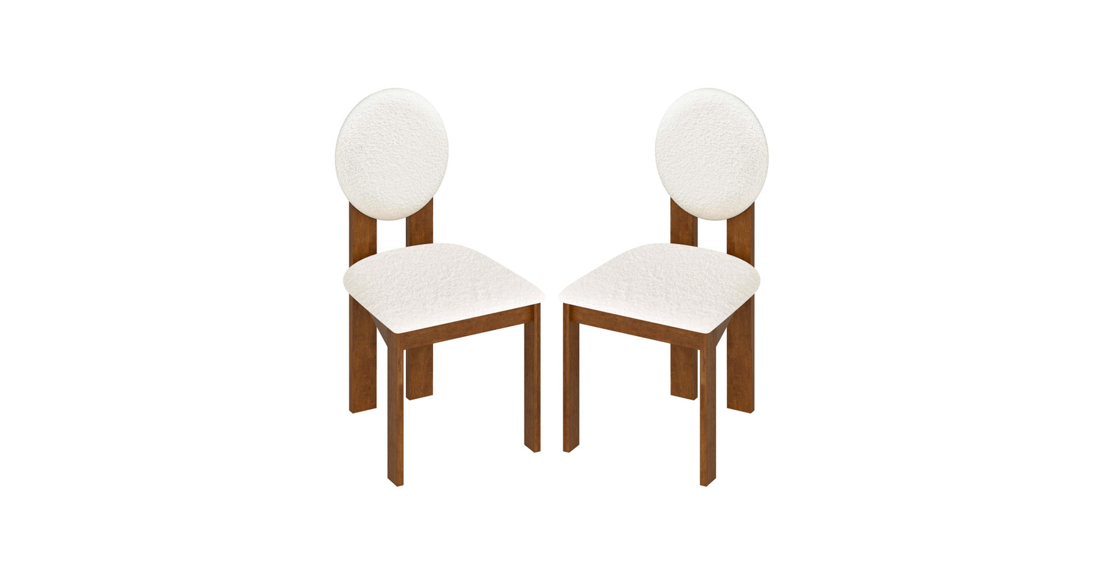 Gouun Sherpa Upholstered Dining Chairs Set of 2 with Rubber Wood Legs