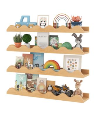 24 in Kids Bookshelf Set of 4 Wall Mounted Picture Ledge Shelf