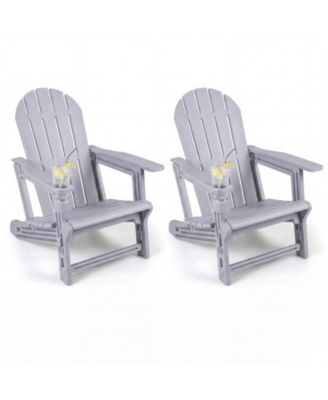 2-Piece Weatherproof Adirondack Chair Set with Cup Holder