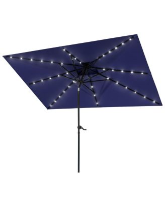 10 x 6.5 ft Double Top Patio Market Umbrella with Solar LED Lights