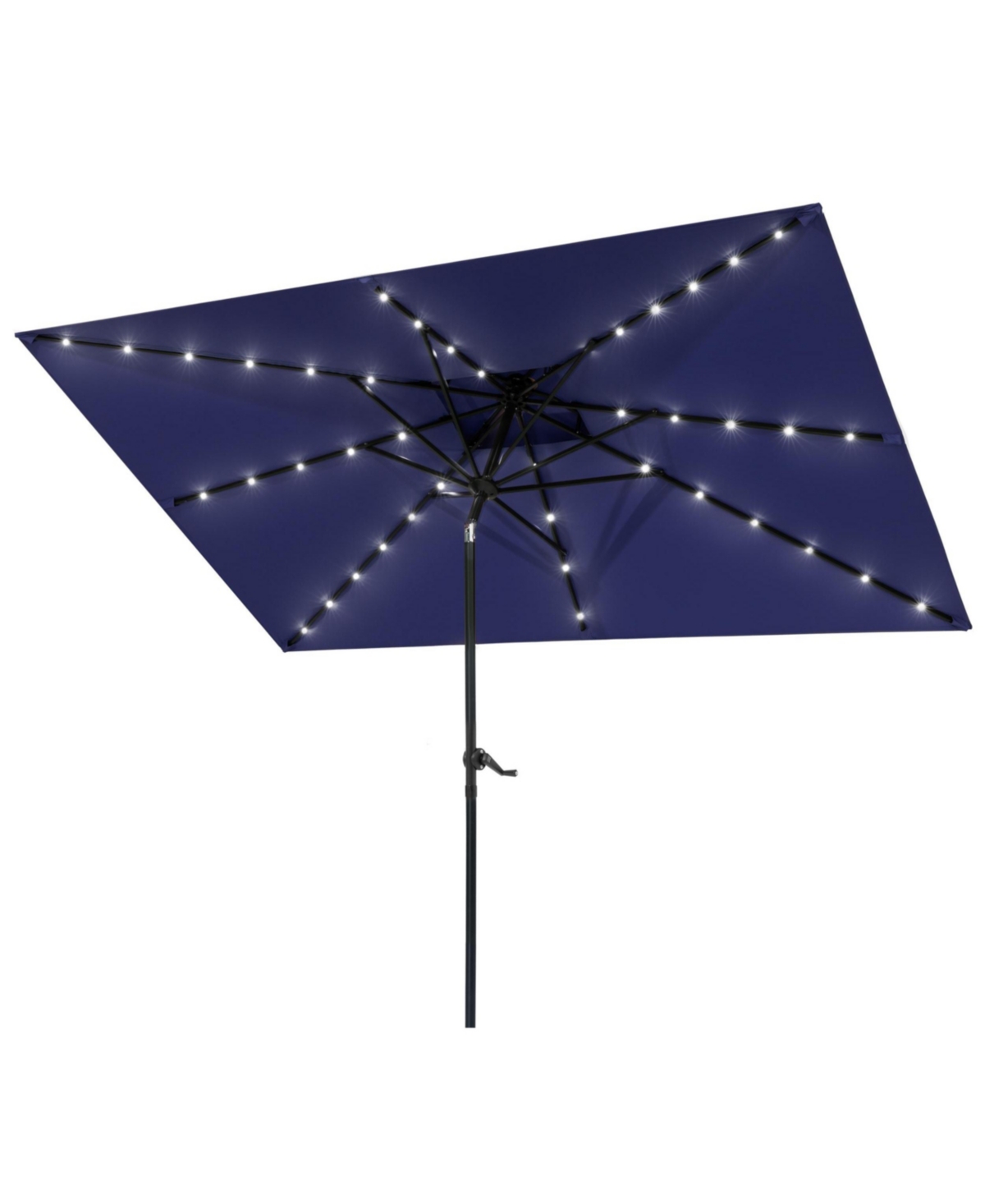 Pellebant 10 x 6.5 ft Double Top Patio Market Umbrella with Solar Led Lights - Navy