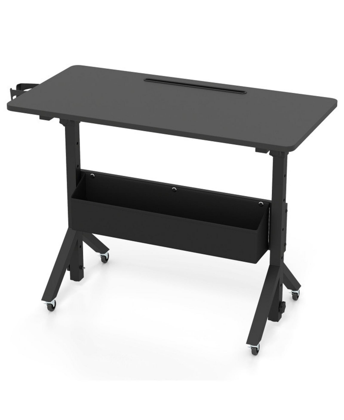 Gouun Mobile Standing Desk with Cup Holder and Storage Basket