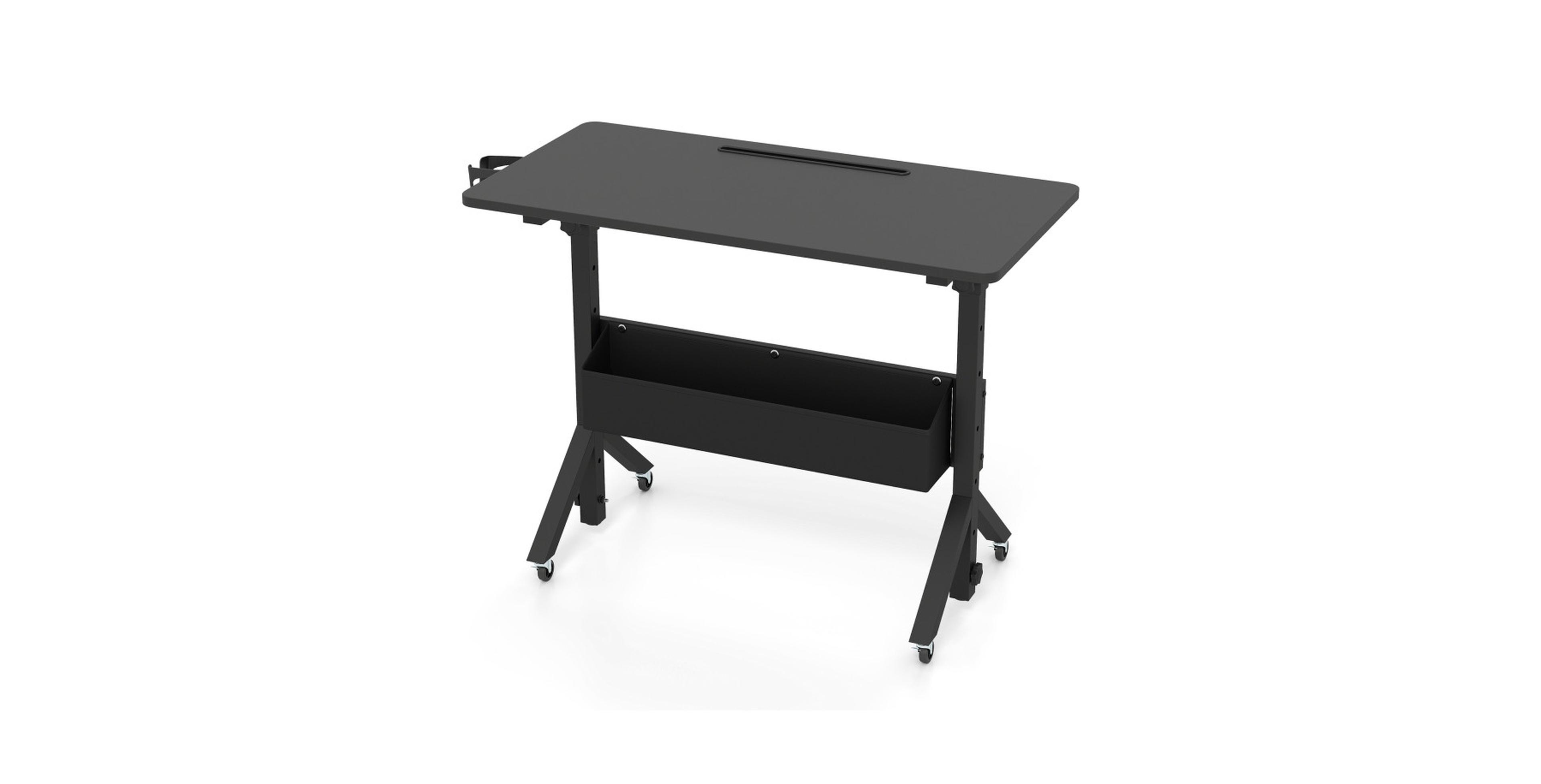 Gouun Mobile Standing Desk with Cup Holder and Storage Basket